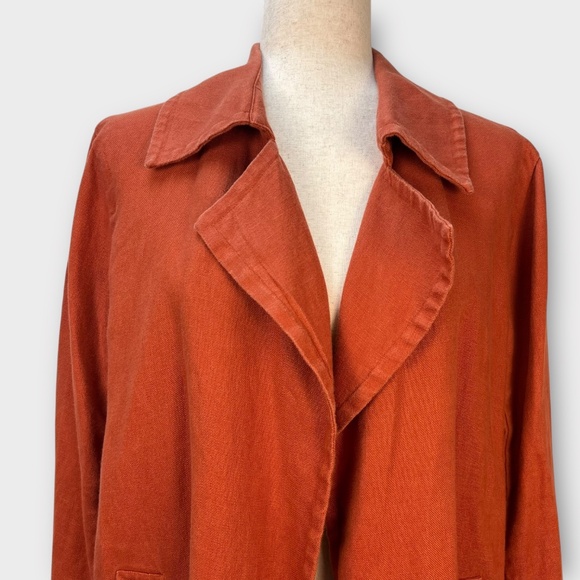 Eileen Fisher Linen Trench Coat Womens Lagenlook Minimalist Autumn Fall XS - S - Picture 2 of 15
